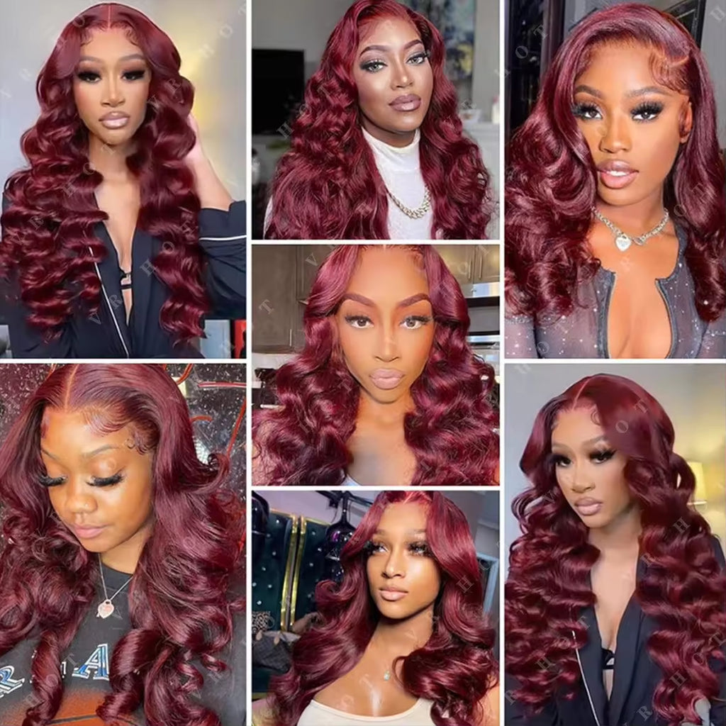Bordeaux Wave Wig | 13x4 HD Lace Front | Burgundy Brazilian Human Hair – Fericire