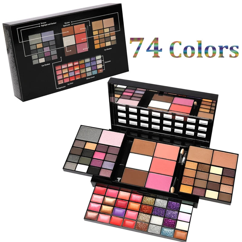 Veloura Luxe Makeup Palette – 74 Color Professional Soft Glam Eyeshadow Collection | Fericire