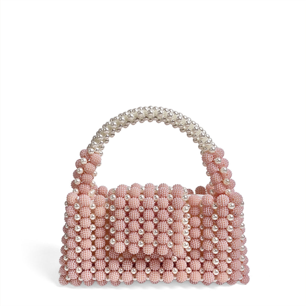 Perle Lumière Evening Clutch – Handmade Pearl Beaded Acrylic Luxury Bag | Fericire