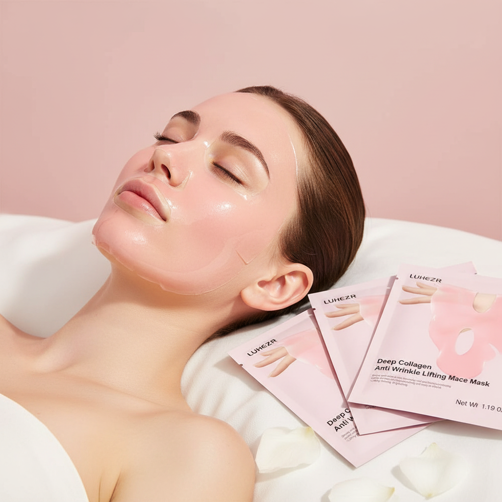 LUHEZR Deep Collagen Mask - Lifestyle On-Face Shot