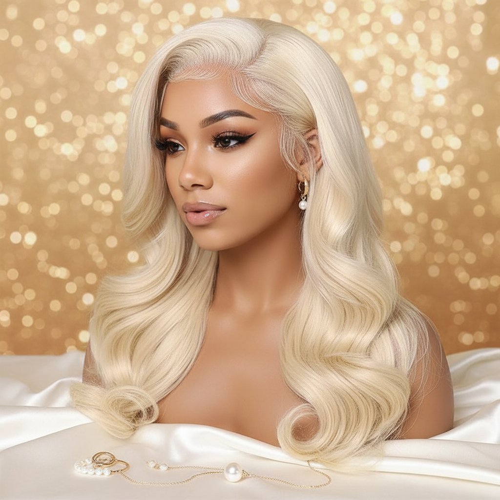 Platinum Blonde 613 Wig - Close-up Texture
