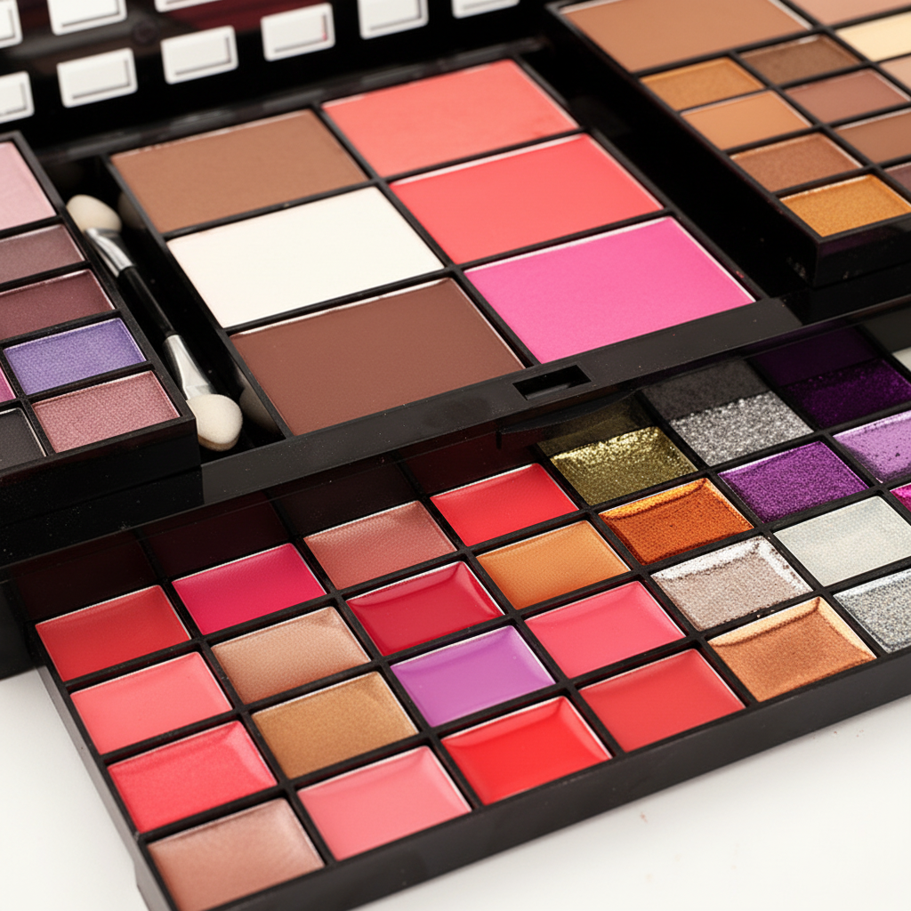 All-in-one makeup palette shade close-up color range detail
