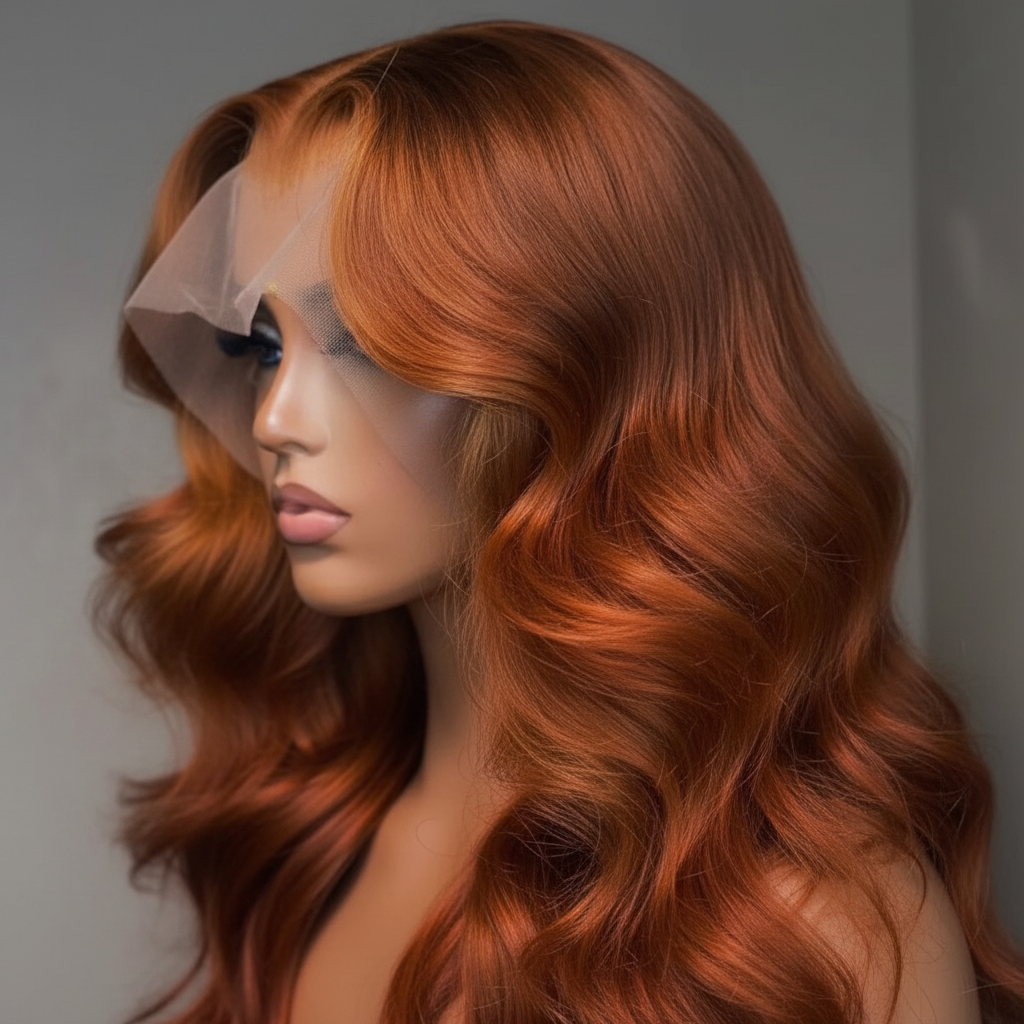 13x4 Lace Front Ginger Body Wave Wig – Wave Texture Detail