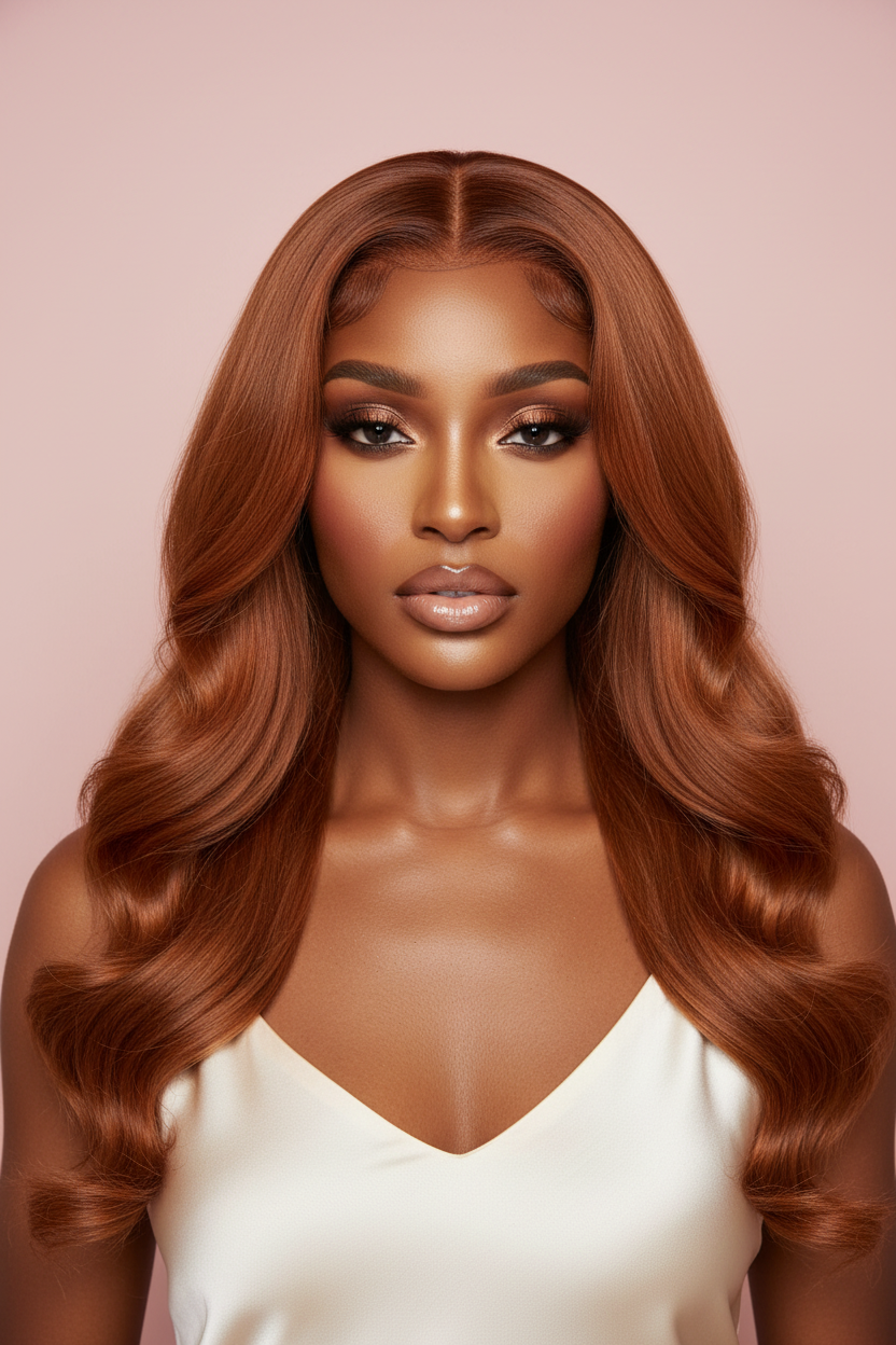13x4 Lace Front Ginger Body Wave Wig – Model Portrait