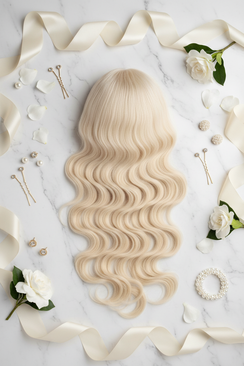 Platinum Blonde 613 Wig - Luxury Flat Lay