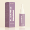 SAUVASINE niacinamide body lotion lavender pump bottle and box cream background