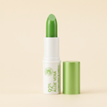 92% aloe vera lip balm white tube green cap clean solo cream background