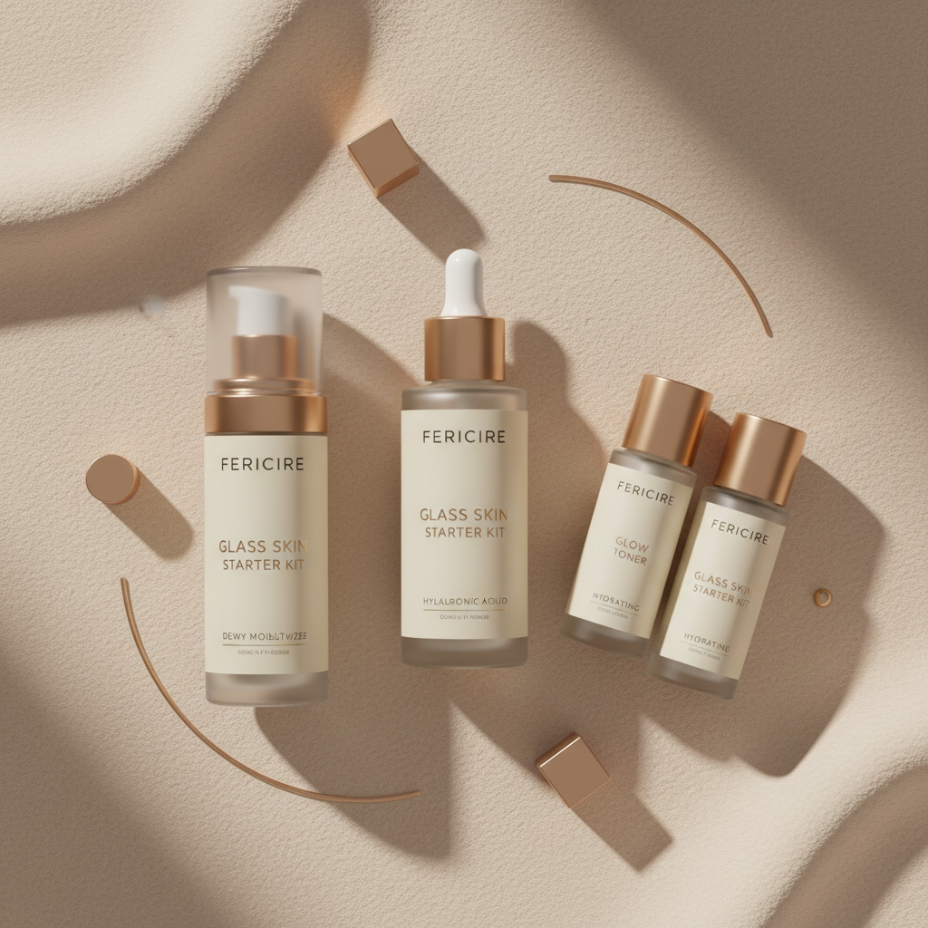 Glass Skin Starter Kit – Complete Hydrating Glow Routine by Fericire, flat lay