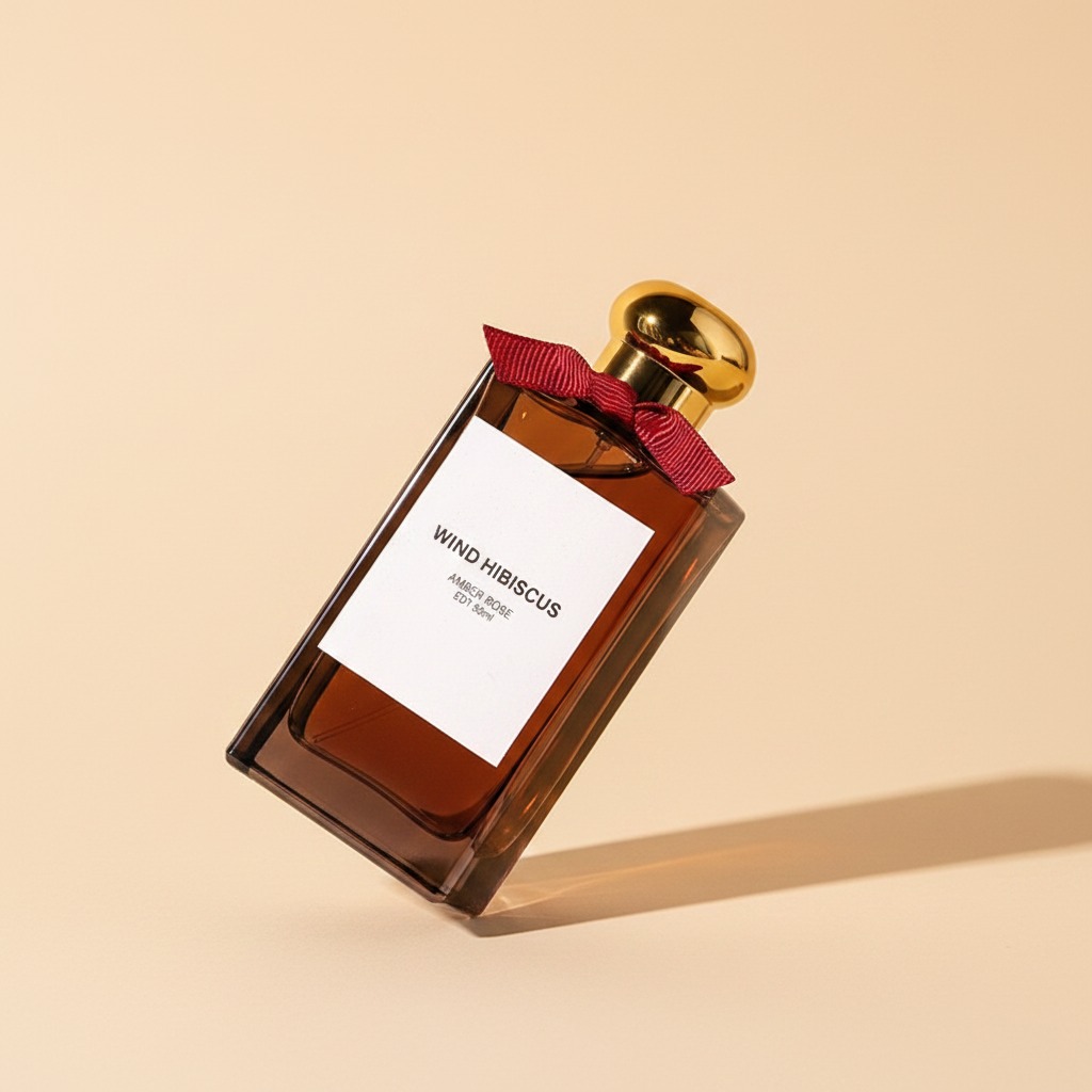 Wind Hibiscus perfume bottle laying on side