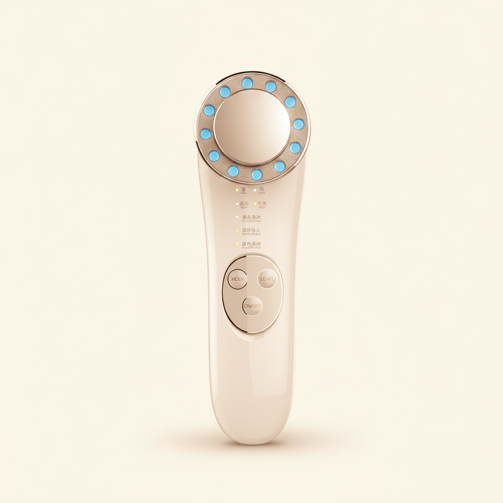 Facial beauty device front view clean cream background