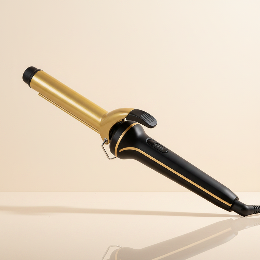 Black gold hair curling wand cinematic campaign