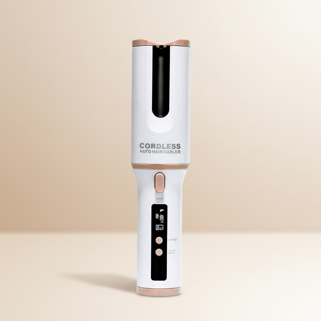 White cordless auto hair curler cinematic campaign
