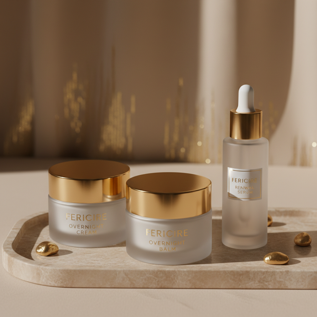 Overnight Renewal Ritual – Anti-Aging Night Skincare Set by Fericire, lifestyle view