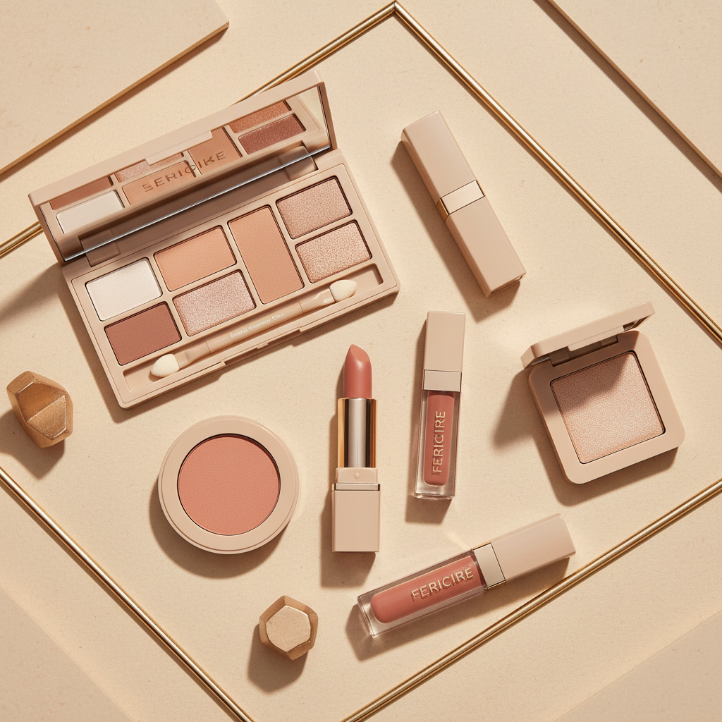 Everyday Feminine Glow Set – Soft Glam Makeup Collection by Fericire, flat lay