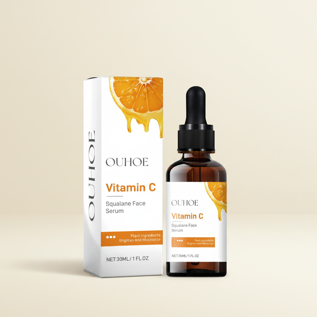 Vitamin C serum clean luxury cream background hero shot