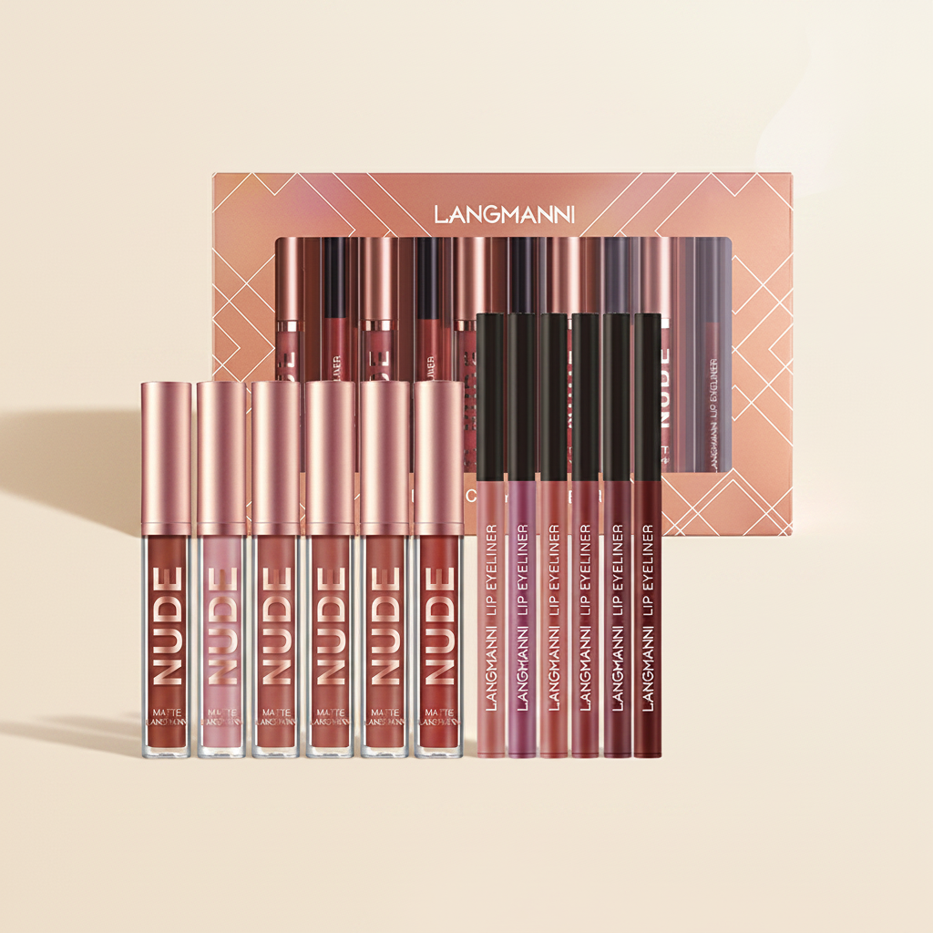 LANGMANNI nude matte lip kit cinematic Vogue makeup campaign