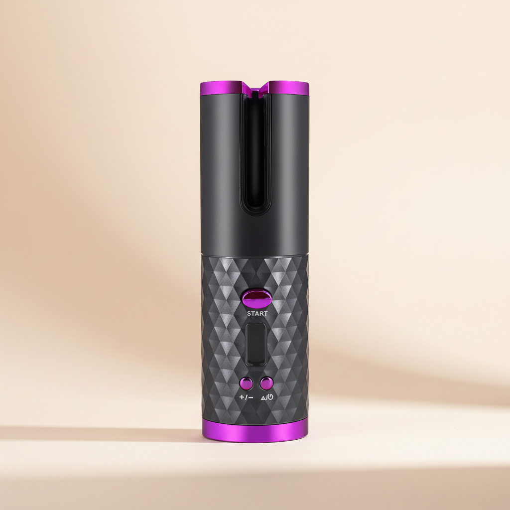 Dark grey purple cordless auto hair curler cinematic campaign