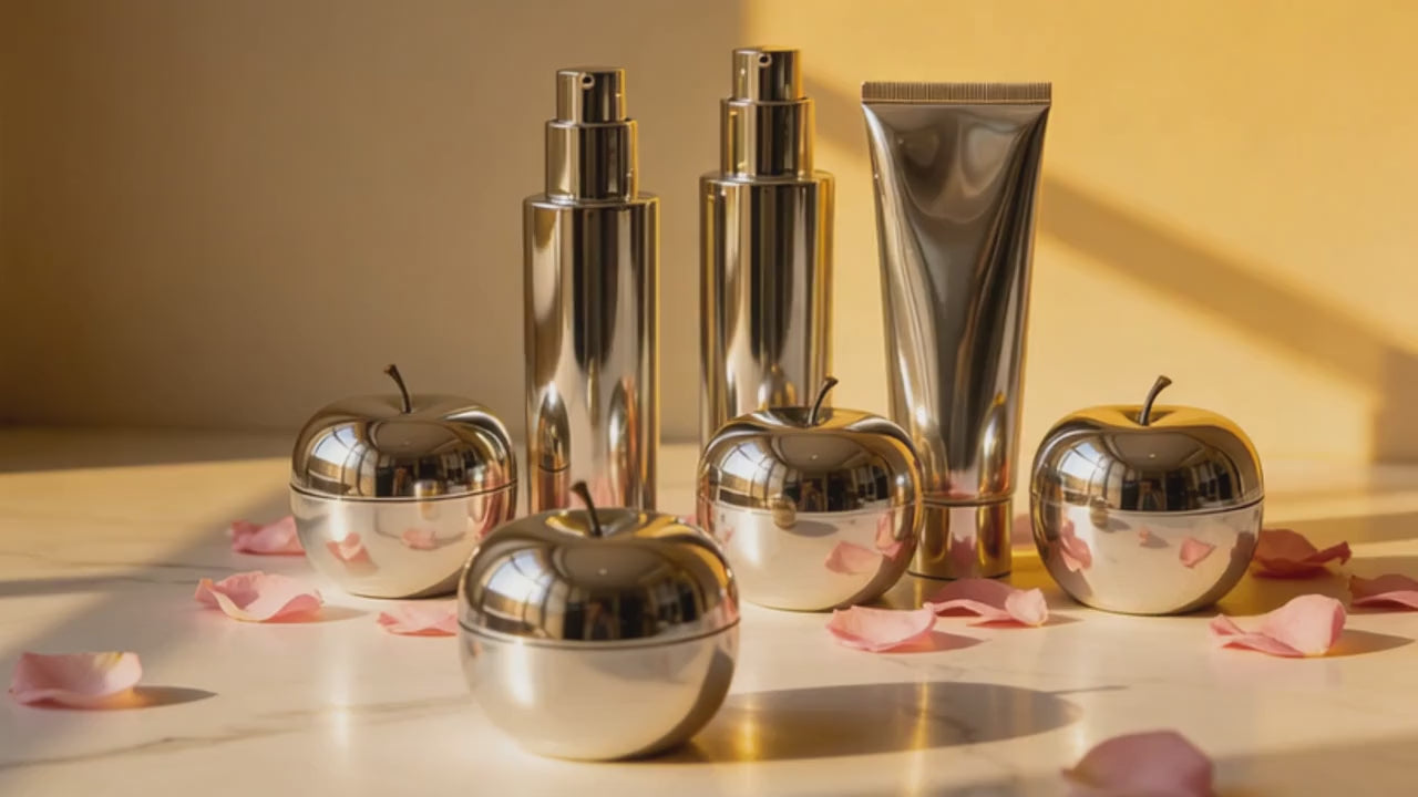 Laureline Lumière Luxury Skincare Ritual Set – 6 Piece Chrome Gift Box for Radiant Skin | Fericire