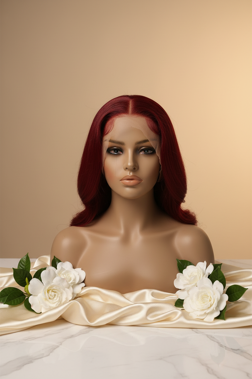 Velvet Rouge Burgundy Wig - Luxury Editorial